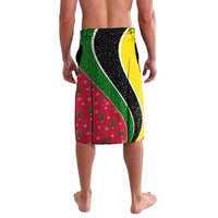 Saint Kitts and Nevis Christmas Lavalava with Red Green Black Xmas Monkey Gift and Coat of Arms - Wonder Print Shop