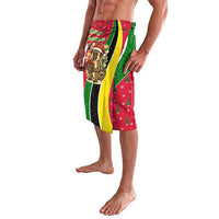Saint Kitts and Nevis Christmas Lavalava with Red Green Black Xmas Monkey Gift and Coat of Arms - Wonder Print Shop