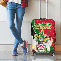 Saint Kitts and Nevis Christmas Luggage Cover with Red Green Black Xmas Monkey Gift and Coat of Arms - Wonder Print Shop