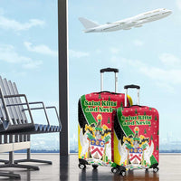 Saint Kitts and Nevis Christmas Luggage Cover with Red Green Black Xmas Monkey Gift and Coat of Arms - Wonder Print Shop