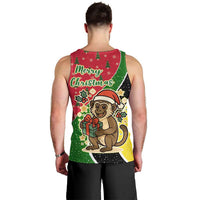 Saint Kitts and Nevis Christmas Men Tank Top with Red Green Black Xmas Monkey Gift and Coat of Arms - Wonder Print Shop