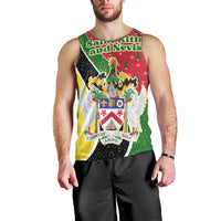 Saint Kitts and Nevis Christmas Men Tank Top with Red Green Black Xmas Monkey Gift and Coat of Arms - Wonder Print Shop