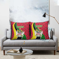 Saint Kitts and Nevis Christmas Pillow Cover with Red Green Black Xmas Monkey Gift and Coat of Arms - Wonder Print Shop