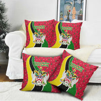 Saint Kitts and Nevis Christmas Pillow Cover with Red Green Black Xmas Monkey Gift and Coat of Arms - Wonder Print Shop