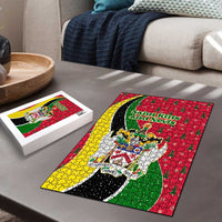 Saint Kitts and Nevis Christmas Puzzle with Red Green Black Xmas Monkey Gift and Coat of Arms - Wonder Print Shop