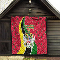 Saint Kitts and Nevis Christmas Quilt with Red Green Black Xmas Monkey Gift and Coat of Arms - Wonder Print Shop