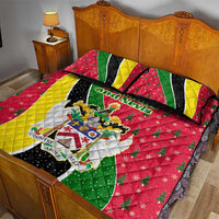 Saint Kitts and Nevis Christmas Quilt Bed Set with Red Green Black Xmas Monkey Gift and Coat of Arms - Wonder Print Shop
