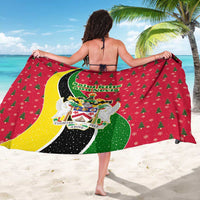 Saint Kitts and Nevis Christmas Sarong with Red Green Black Xmas Monkey Gift and Coat of Arms - Wonder Print Shop