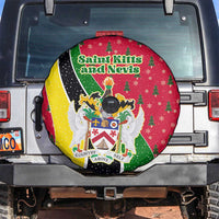 Saint Kitts and Nevis Christmas Spare Tire Cover with Red Green Black Xmas Monkey Gift and Coat of Arms - Wonder Print Shop