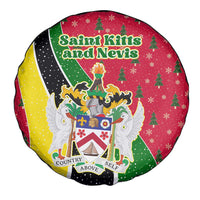 Saint Kitts and Nevis Christmas Spare Tire Cover with Red Green Black Xmas Monkey Gift and Coat of Arms - Wonder Print Shop