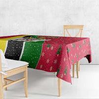 Saint Kitts and Nevis Christmas Tablecloth with Red Green Black Xmas Monkey Gift and Coat of Arms - Wonder Print Shop