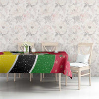 Saint Kitts and Nevis Christmas Tablecloth with Red Green Black Xmas Monkey Gift and Coat of Arms - Wonder Print Shop