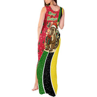 Saint Kitts and Nevis Christmas Tank Maxi Dress with Red Green Black Xmas Monkey Gift and Coat of Arms - Wonder Print Shop
