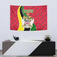 Saint Kitts and Nevis Christmas Tapestry with Red Green Black Xmas Monkey Gift and Coat of Arms - Wonder Print Shop