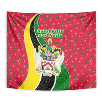 Saint Kitts and Nevis Christmas Tapestry with Red Green Black Xmas Monkey Gift and Coat of Arms - Wonder Print Shop