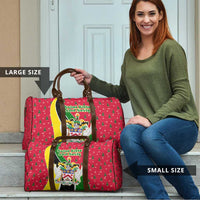 Saint Kitts and Nevis Christmas Travel Bag with Red Green Black Xmas Monkey Gift and Coat of Arms - Wonder Print Shop