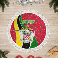 Saint Kitts and Nevis Christmas Tree Skirt with Red Green Black Xmas Monkey Gift and Coat of Arms - Wonder Print Shop