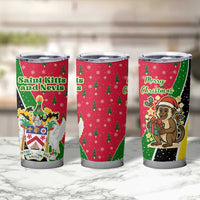 Saint Kitts and Nevis Christmas Tumbler Cup with Red Green Black Xmas Monkey Gift and Coat of Arms - Wonder Print Shop