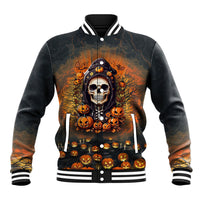 Halloween Skull Baseball Jacket Pumpkin-Themed - Wonder Print Shop
