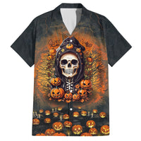 Halloween Skull Family Matching Off Shoulder Long Sleeve Dress and Hawaiian Shirt Pumpkin-Themed - Wonder Print Shop