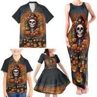 Halloween Skull Family Matching Tank Maxi Dress and Hawaiian Shirt Pumpkin-Themed - Wonder Print Shop