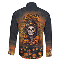 Halloween Skull Family Matching Tank Maxi Dress and Hawaiian Shirt Pumpkin-Themed - Wonder Print Shop