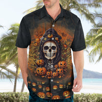 Halloween Skull Hawaiian Shirt Pumpkin-Themed - Wonder Print Shop