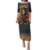 Halloween Skull Puletasi Pumpkin-Themed - Wonder Print Shop