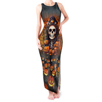 Halloween Skull Tank Maxi Dress Pumpkin-Themed - Wonder Print Shop