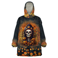 Halloween Skull Wearable Blanket Hoodie Pumpkin-Themed - Wonder Print Shop