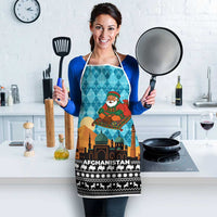 Afghanistan Christmas Apron with Santa on Flying Carpet Mosque Camels and Desert Sunset Design - Wonder Print Shop