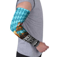 Afghanistan Christmas Arm Sleeves with Santa on Flying Carpet Mosque Camels and Desert Sunset Design - Wonder Print Shop