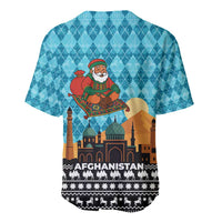 Afghanistan Christmas Baseball Jersey with Santa on Flying Carpet Mosque Camels and Desert Sunset Design - Wonder Print Shop
