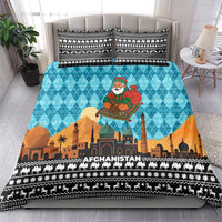 Afghanistan Christmas Bedding Set with Santa on Flying Carpet Mosque Camels and Desert Sunset Design - Wonder Print Shop