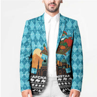 Afghanistan Christmas Blazer with Santa on Flying Carpet Mosque Camels and Desert Sunset Design - Wonder Print Shop
