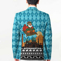 Afghanistan Christmas Blazer with Santa on Flying Carpet Mosque Camels and Desert Sunset Design - Wonder Print Shop