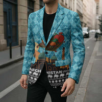 Afghanistan Christmas Blazer with Santa on Flying Carpet Mosque Camels and Desert Sunset Design - Wonder Print Shop