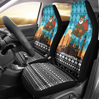 Afghanistan Christmas Car Seat Cover with Santa on Flying Carpet Mosque Camels and Desert Sunset Design - Wonder Print Shop