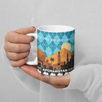 Afghanistan Christmas Ceramic Mug with Santa on Flying Carpet Mosque Camels and Desert Sunset Design - Wonder Print Shop