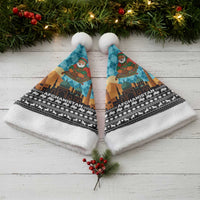 Afghanistan Christmas Santa Hat with Santa on Flying Carpet Mosque Camels and Desert Sunset Design - Wonder Print Shop