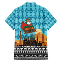Afghanistan Christmas Hawaiian Shirt with Santa on Flying Carpet Mosque Camels and Desert Sunset Design - Wonder Print Shop