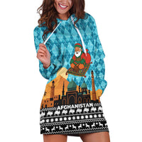 Afghanistan Christmas Hoodie Dress with Santa on Flying Carpet Mosque Camels and Desert Sunset Design - Wonder Print Shop
