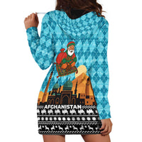 Afghanistan Christmas Hoodie Dress with Santa on Flying Carpet Mosque Camels and Desert Sunset Design - Wonder Print Shop
