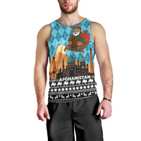Afghanistan Christmas Men Tank Top with Santa on Flying Carpet Mosque Camels and Desert Sunset Design - Wonder Print Shop
