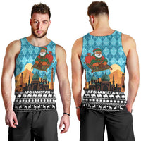 Afghanistan Christmas Men Tank Top with Santa on Flying Carpet Mosque Camels and Desert Sunset Design - Wonder Print Shop