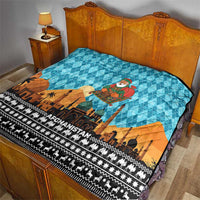 Afghanistan Christmas Quilt with Santa on Flying Carpet Mosque Camels and Desert Sunset Design - Wonder Print Shop