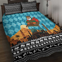 Afghanistan Christmas Quilt Bed Set with Santa on Flying Carpet Mosque Camels and Desert Sunset Design - Wonder Print Shop