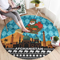 Afghanistan Christmas Round Carpet with Santa on Flying Carpet Mosque Camels and Desert Sunset Design - Wonder Print Shop