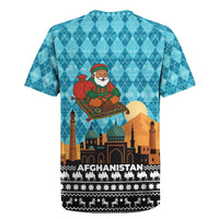 Afghanistan Christmas Rugby Jersey with Santa on Flying Carpet Mosque Camels and Desert Sunset Design - Wonder Print Shop