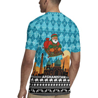 Afghanistan Christmas Rugby Jersey with Santa on Flying Carpet Mosque Camels and Desert Sunset Design - Wonder Print Shop